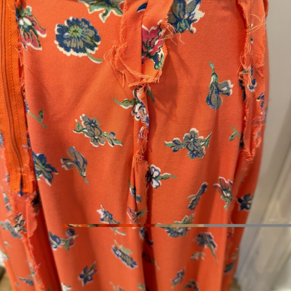 Orange Floral Vintage Top/Skirt Set Size Small 40’s or 70’s Cottagecore - Picture 9 of 16